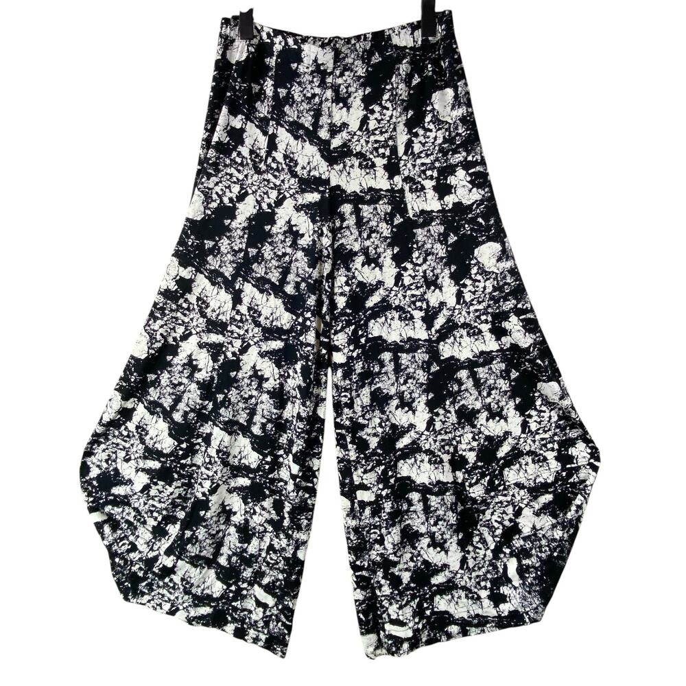 Alembika Art To Wear Pants Size S Lantern Black White Flowy Stretch Boho